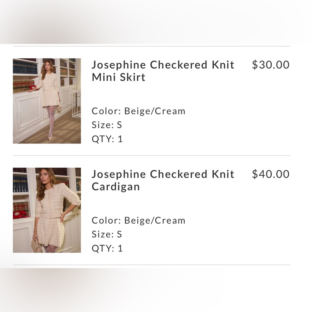Cream Knit Cardigan and Skirt Set from Vici